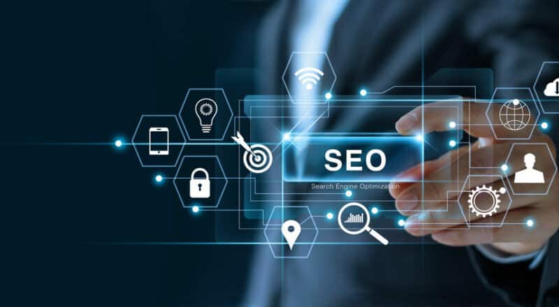 SEO Search Engine Optimization Marketing concept Businessman ho